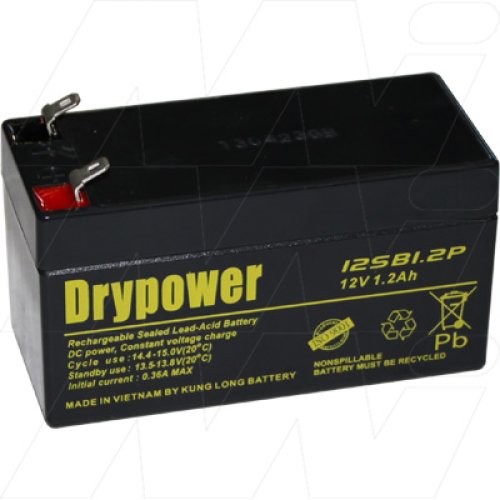 Drypower 12V 1.2Ah Sealed Lead Acid Battery - 12SB1.2P
