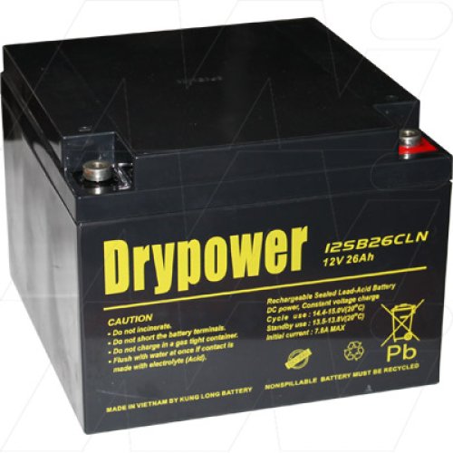 Drypower 12V 26Ah Sealed Lead Acid Battery - 12SB26CLN