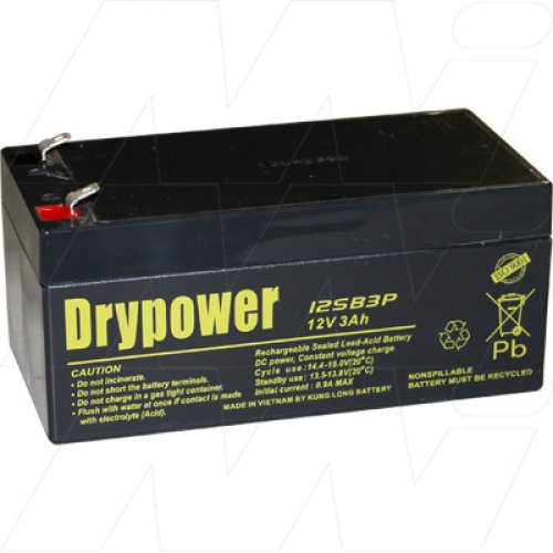 Drypower 12V 3Ah Sealed Lead Acid Battery - 12SB3P